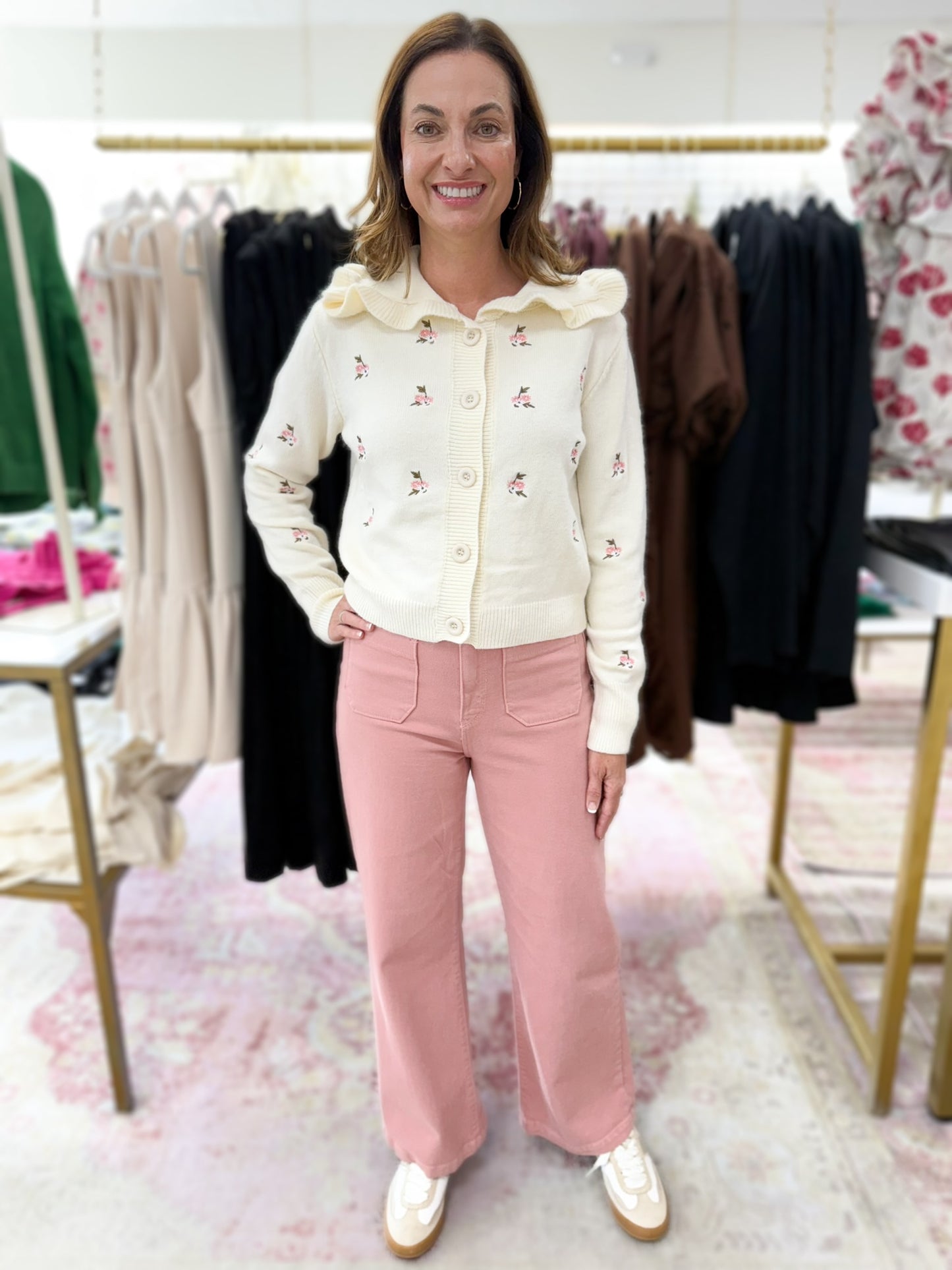 Floral Collared Sweater