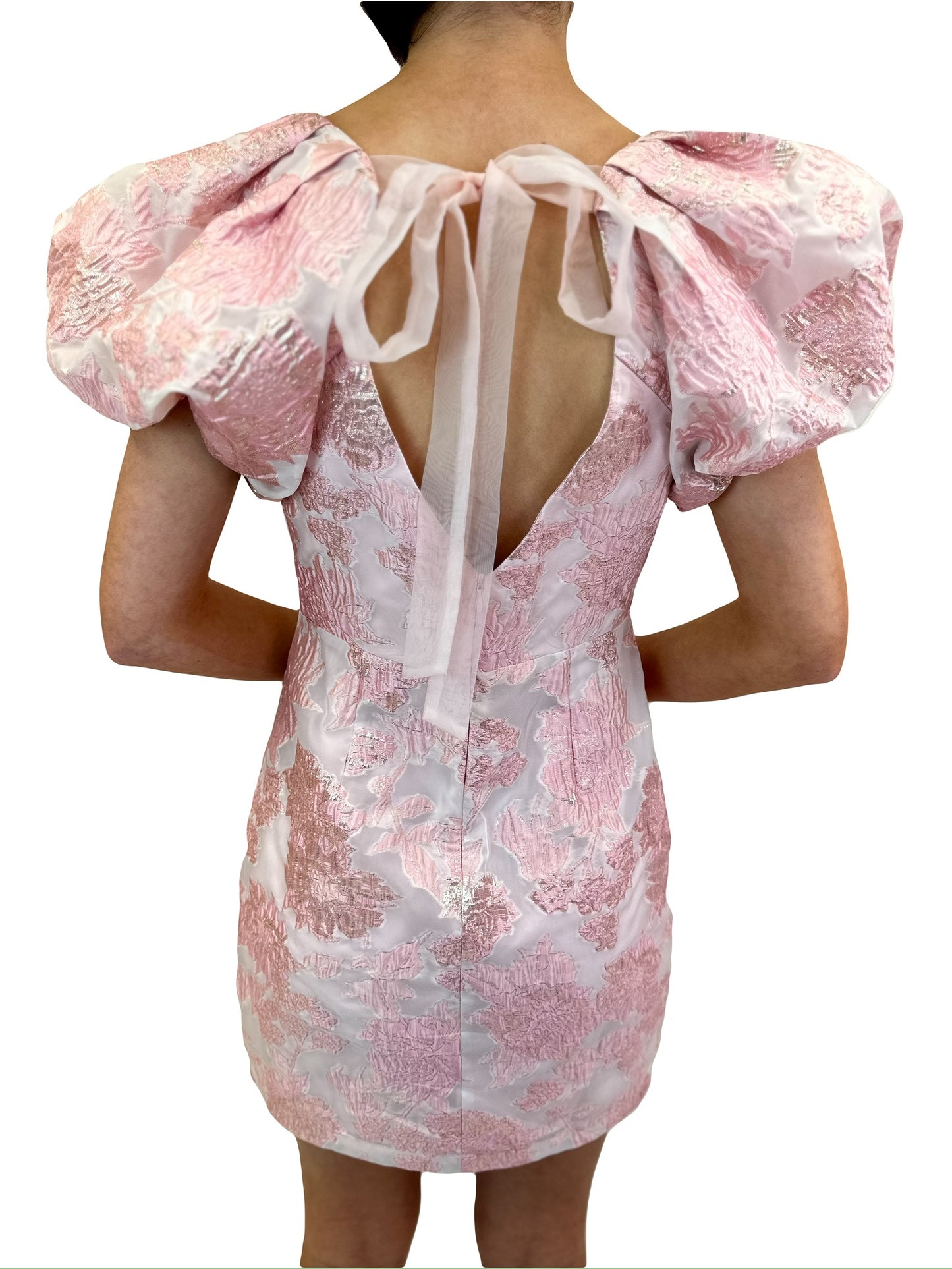 Puff-sleeve Pink Floral Dress