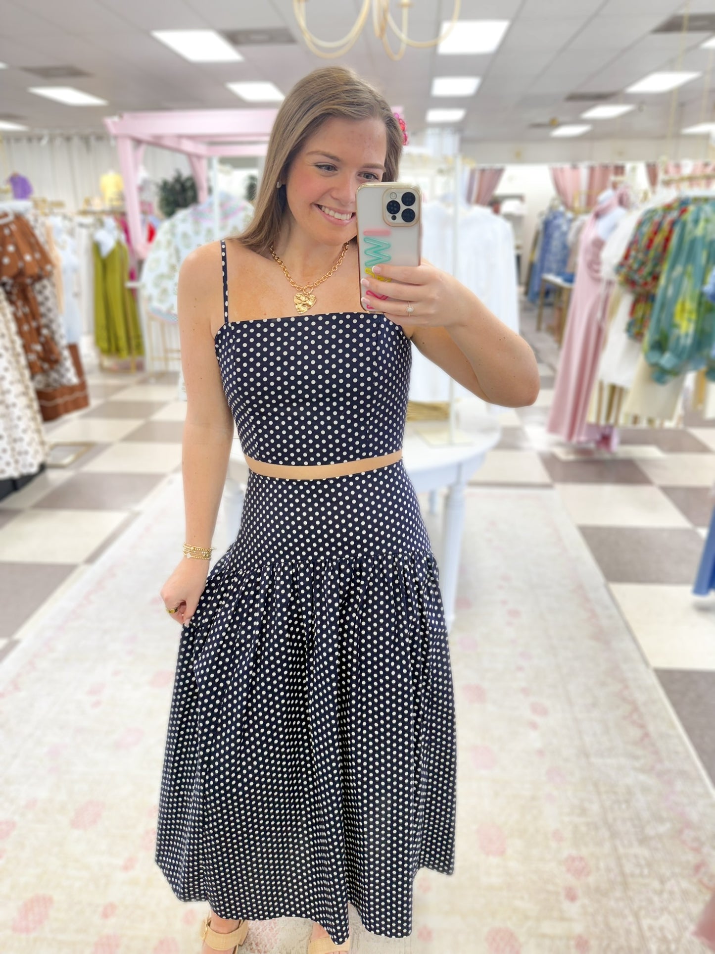 Emily in Paris Navy/White Polka Set