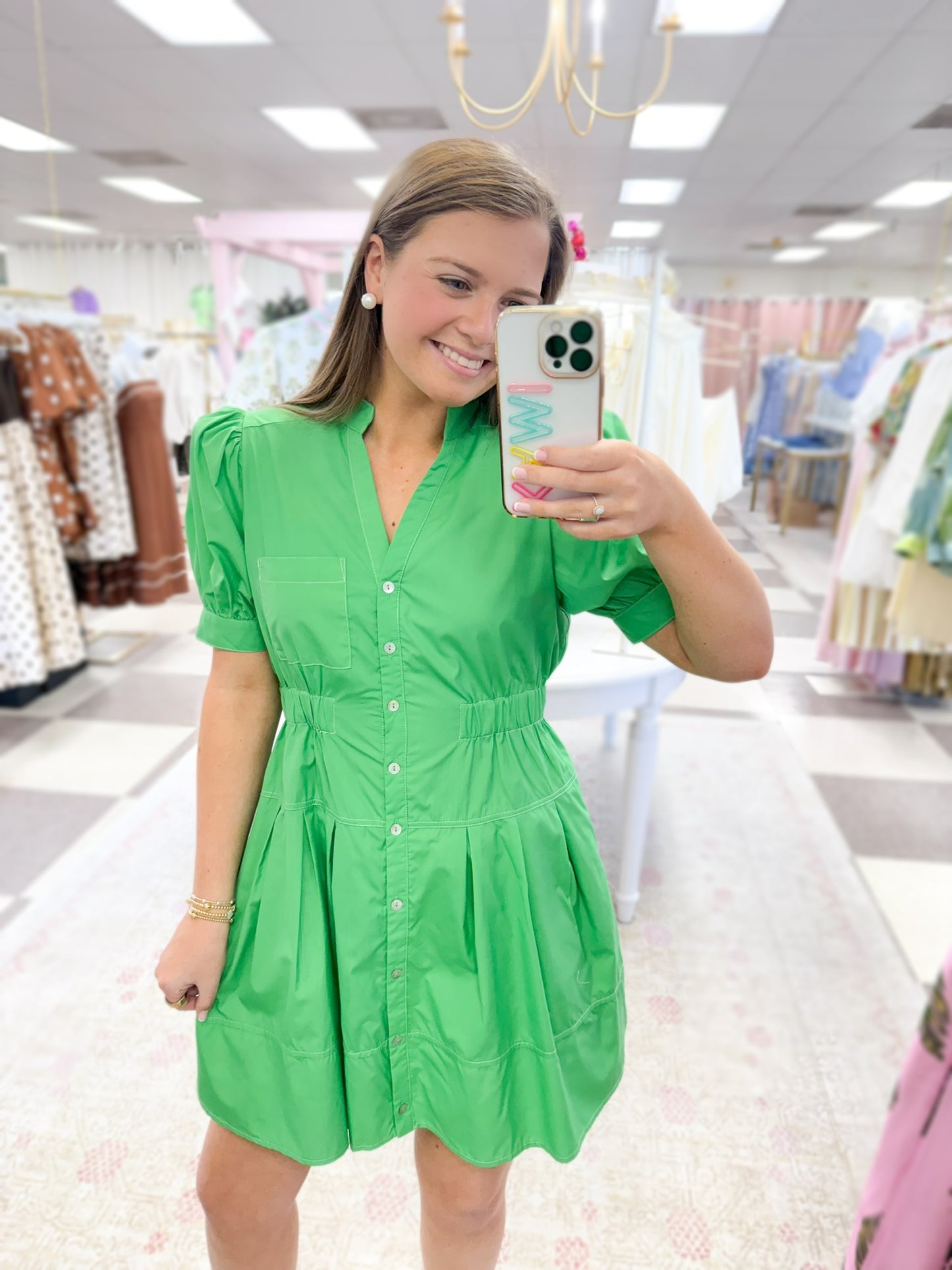 Angelle Mini Dress (Green)