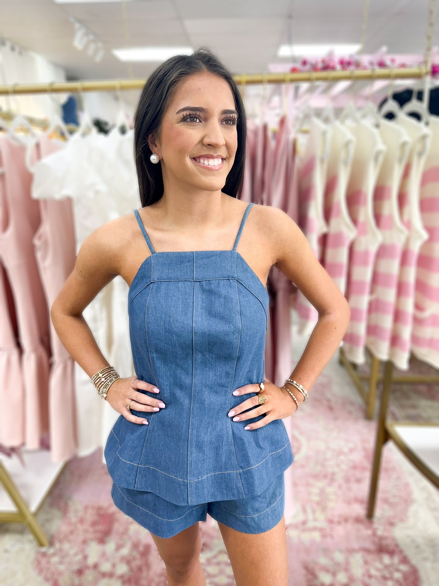 Madeline High Neck Denim Set