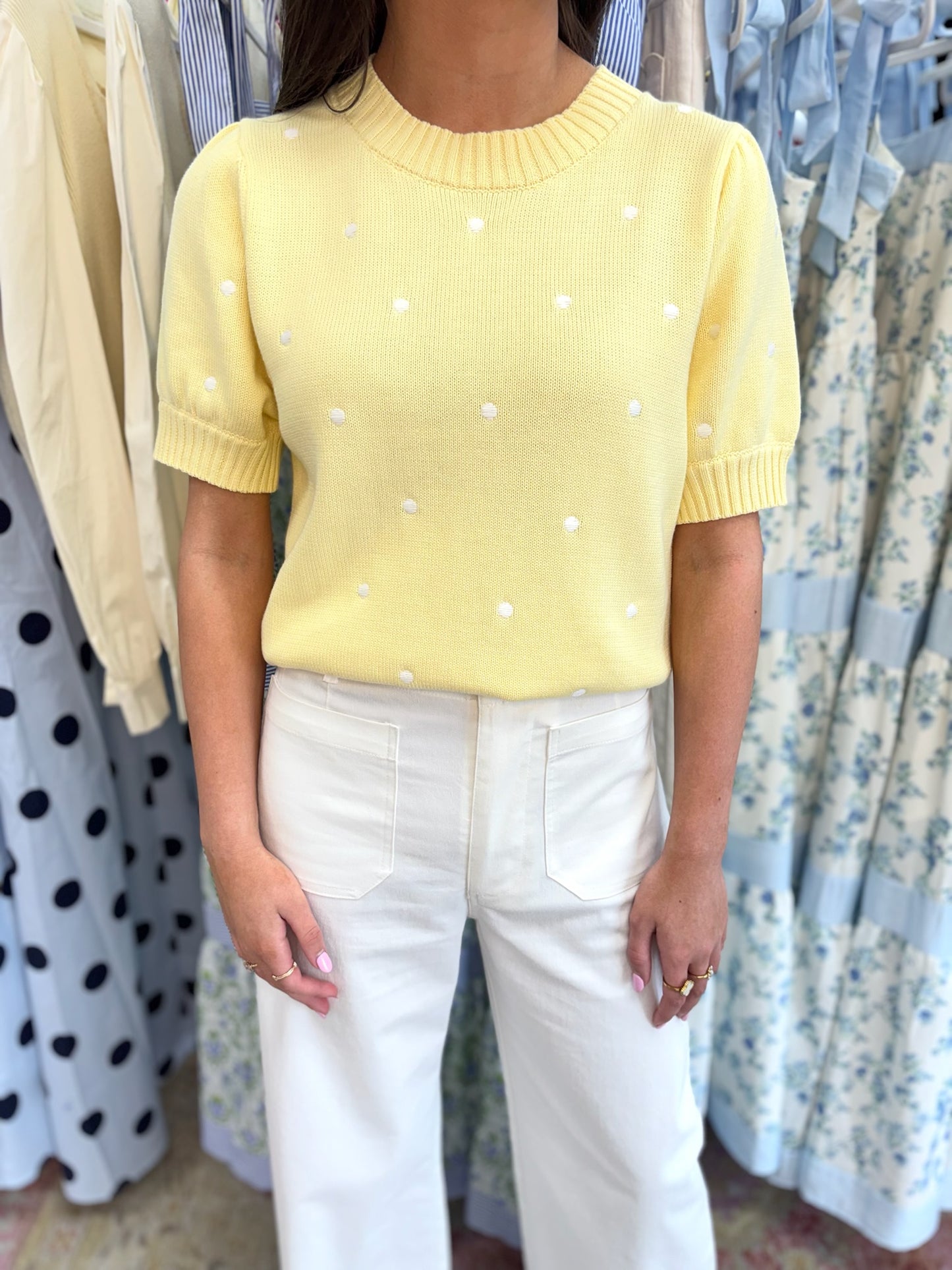 Sutton Yellow/White Polka Dot Sweater