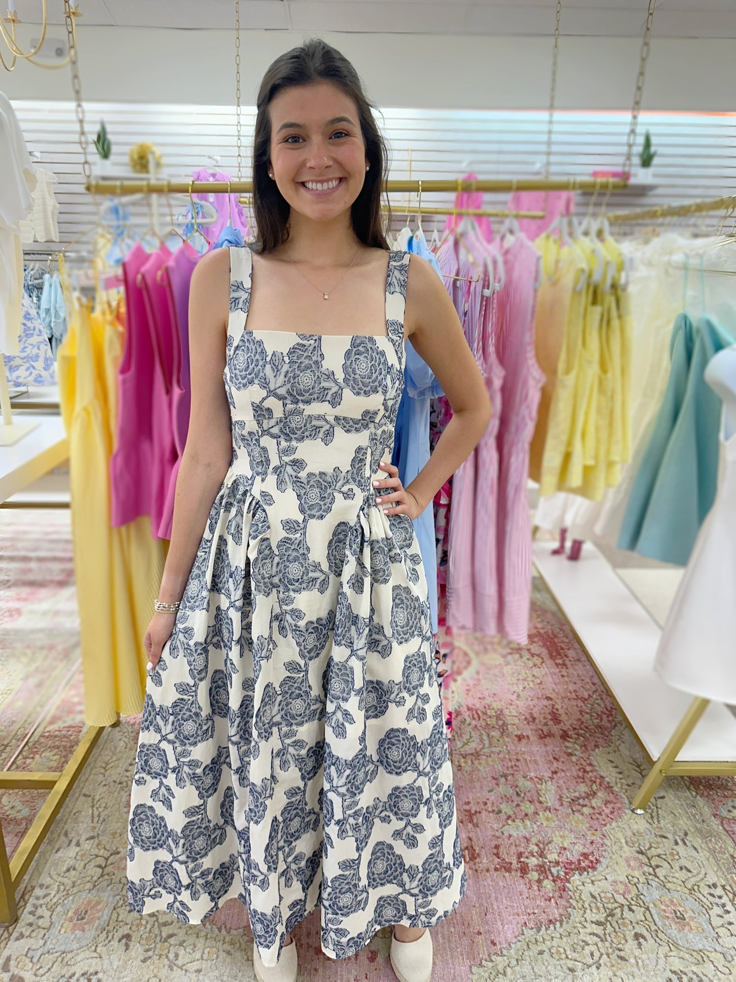 Beaufort Blue Floral Midi Dress