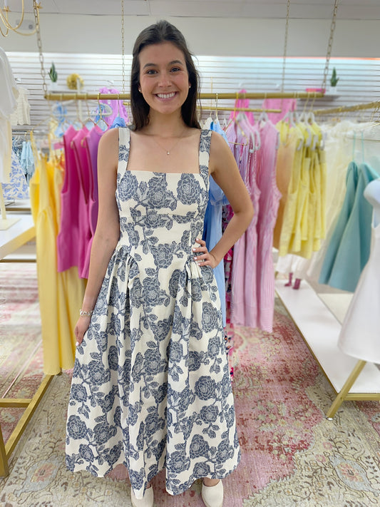 Beaufort Blue Floral Midi Dress