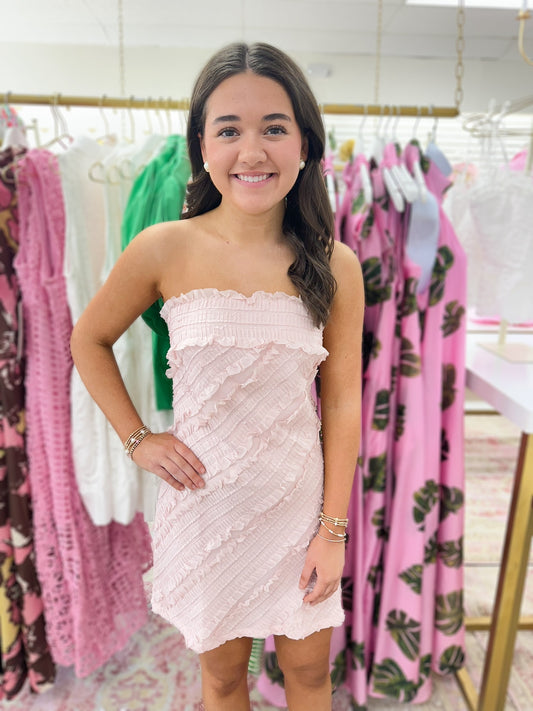 Rose' Ruffle Strapless Mini Dress