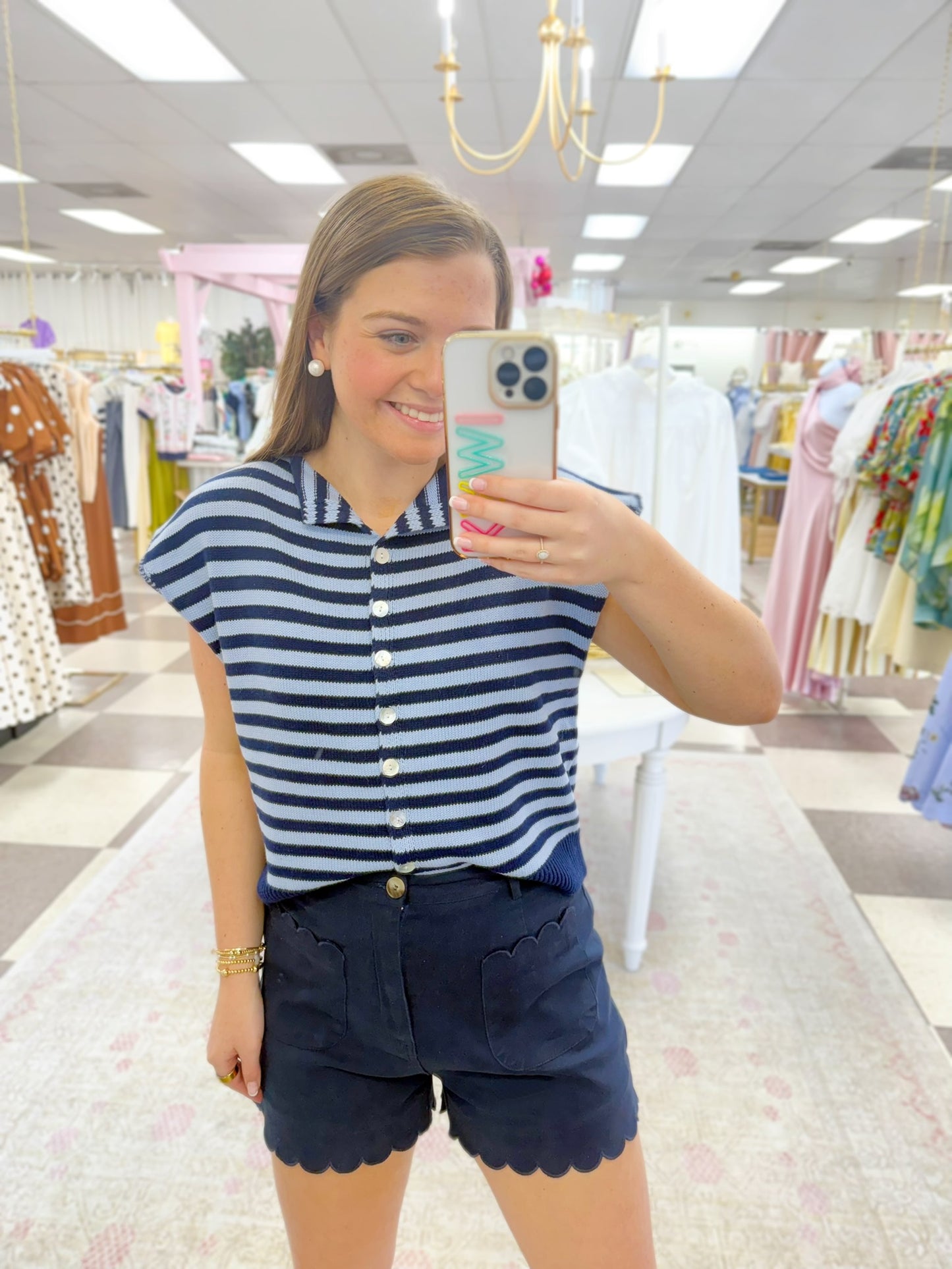 Stripes of the Sea Sweater Top "Lt Blue/Navy"