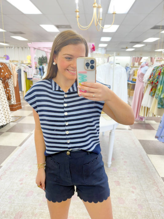 Preppy Scallop Shorts "Navy"