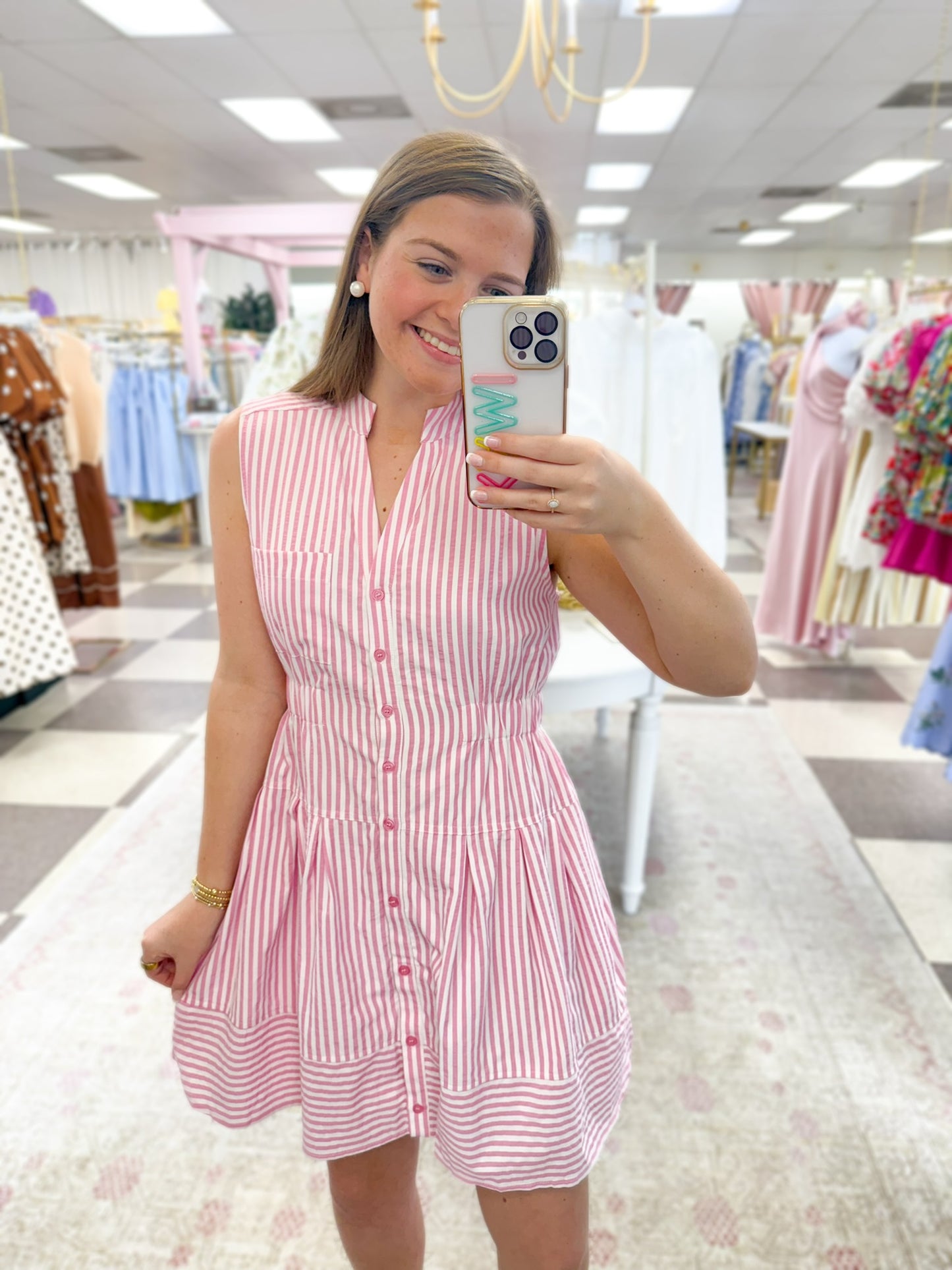Penelope Striped Mini Dress " Pink/White"