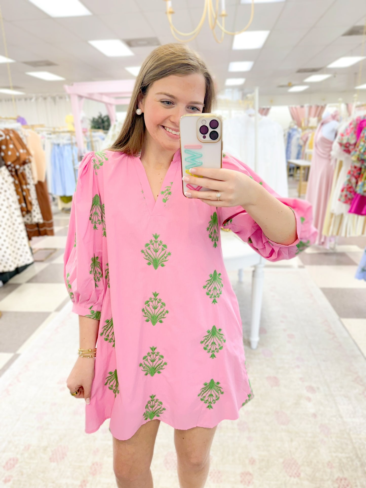 Agave Dress  Pink/Green