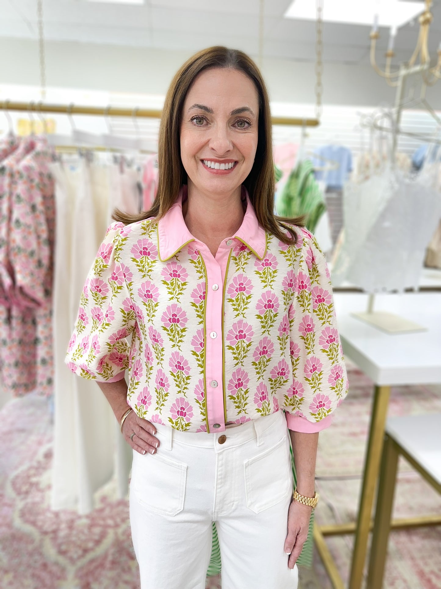 Good Days Ahead Pink/Green Floral Top