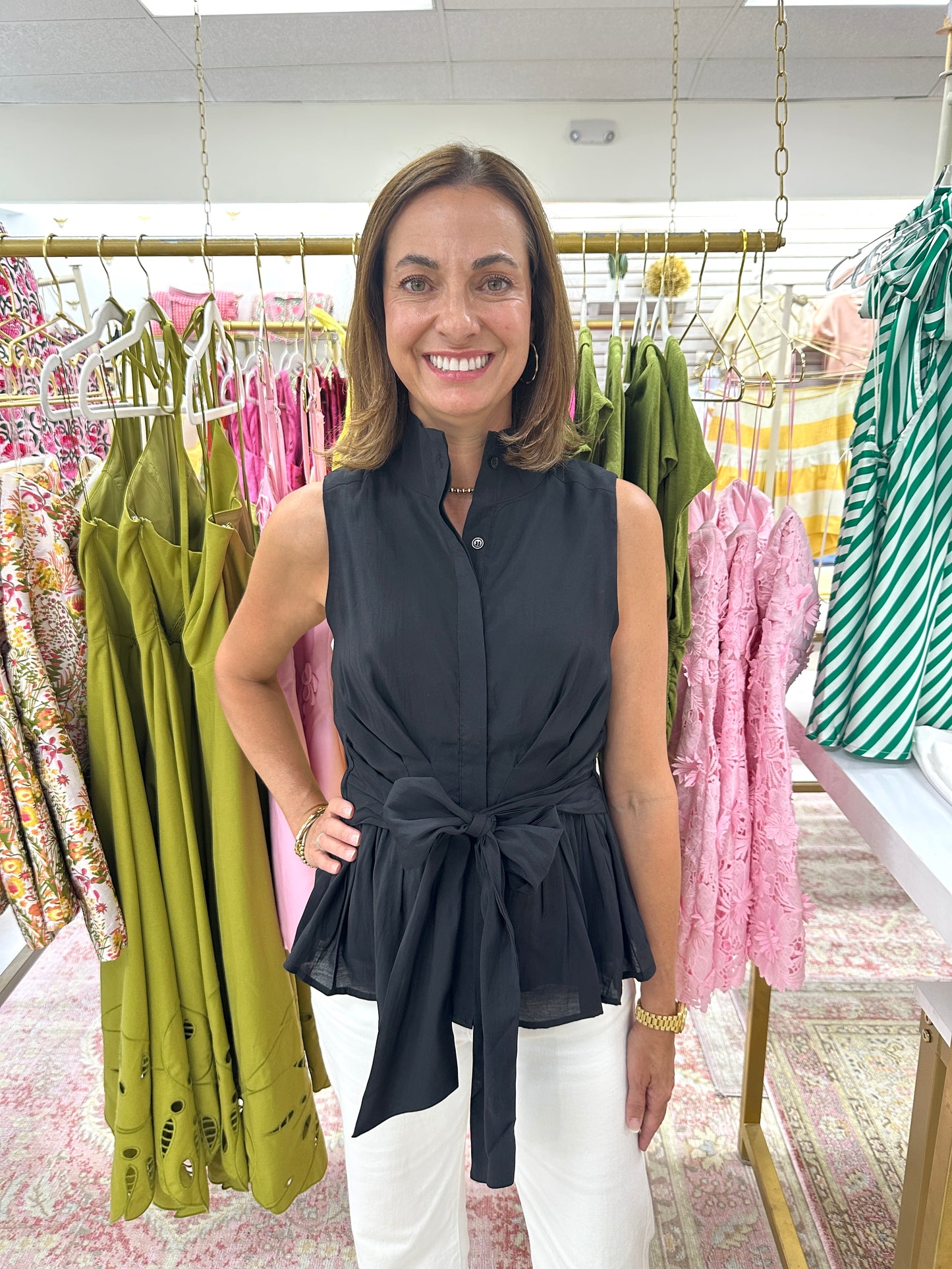Blair Tie-Waist Top (Black)