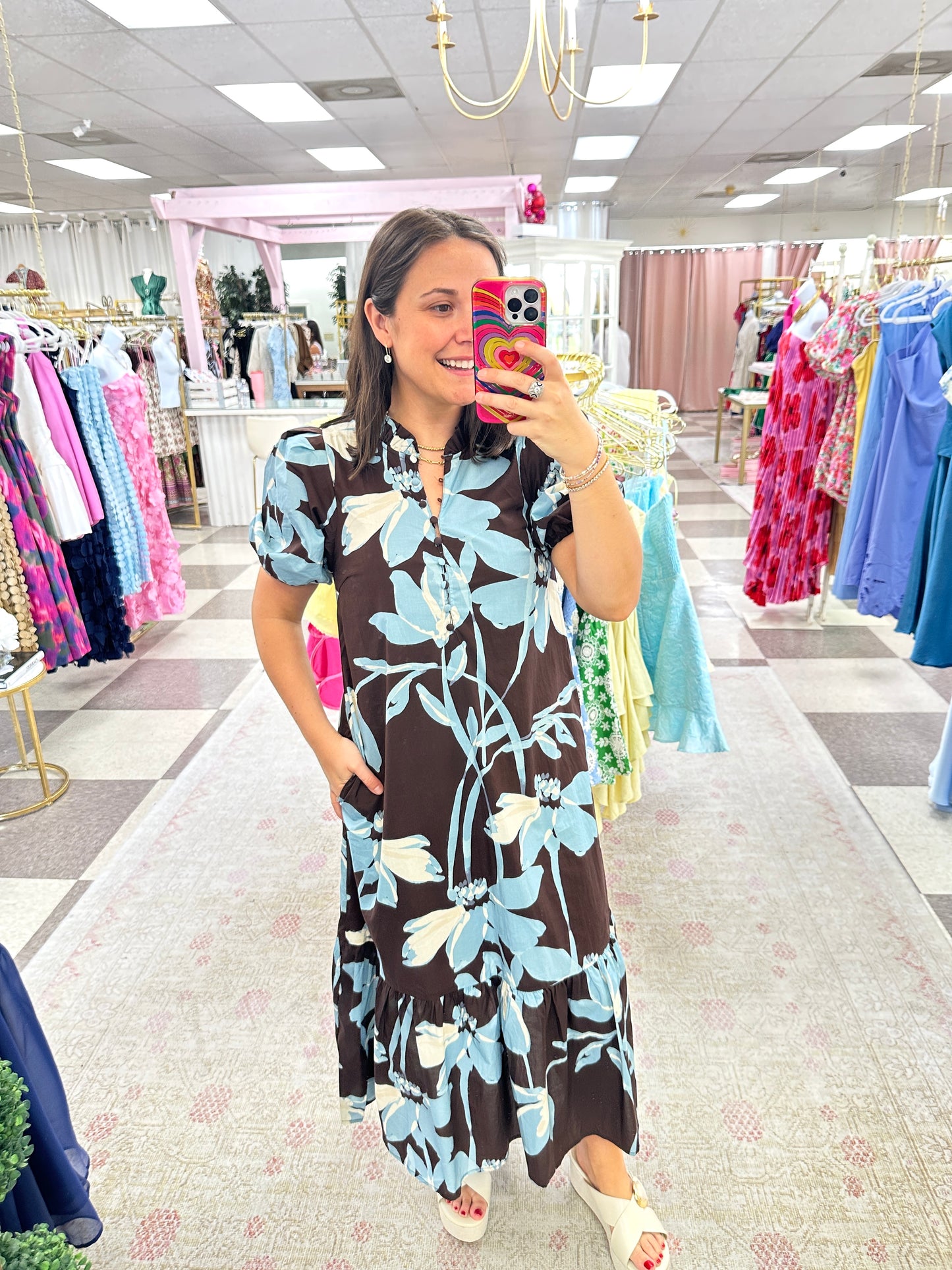 Autumn Blues Floral Dress