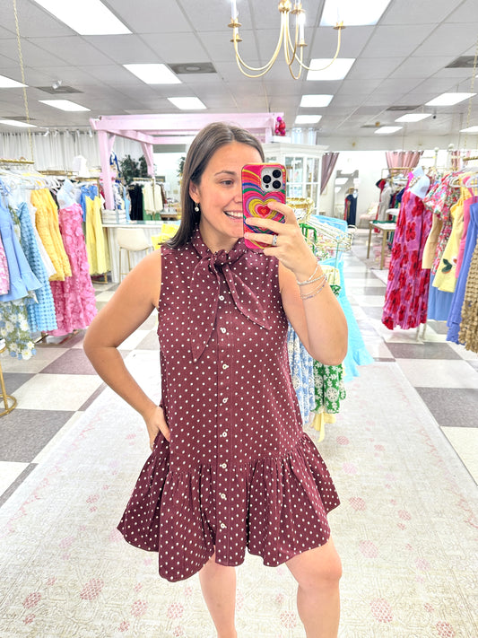 Parker Polka Dot Dress (Wine)