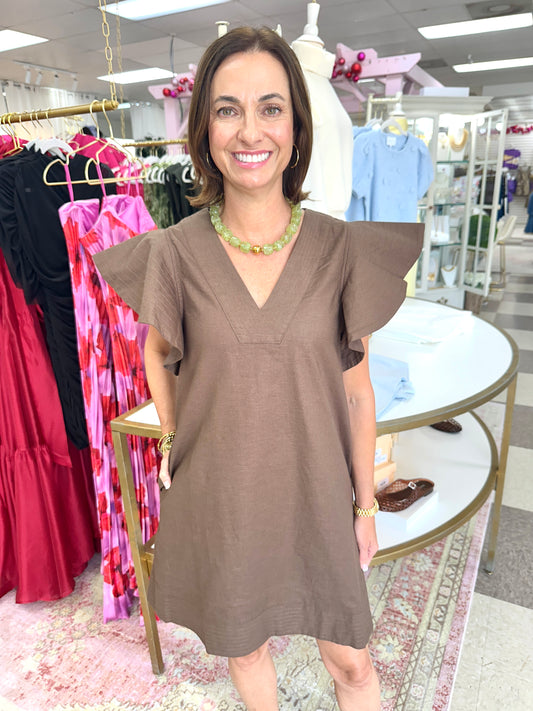 Autumn Afternoon Mini Dress (Brown)