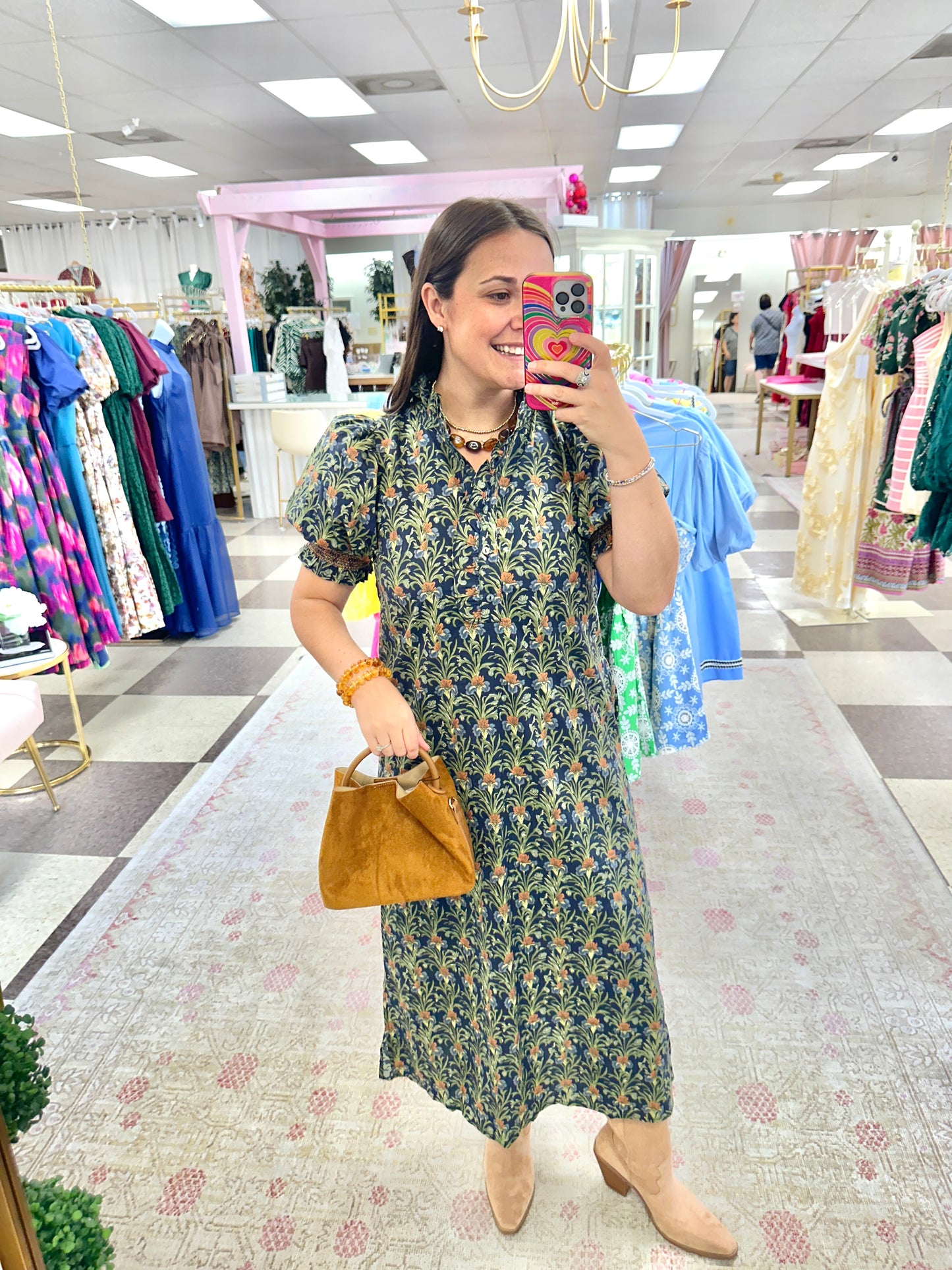 Navy Ivy Floral Midi Dress