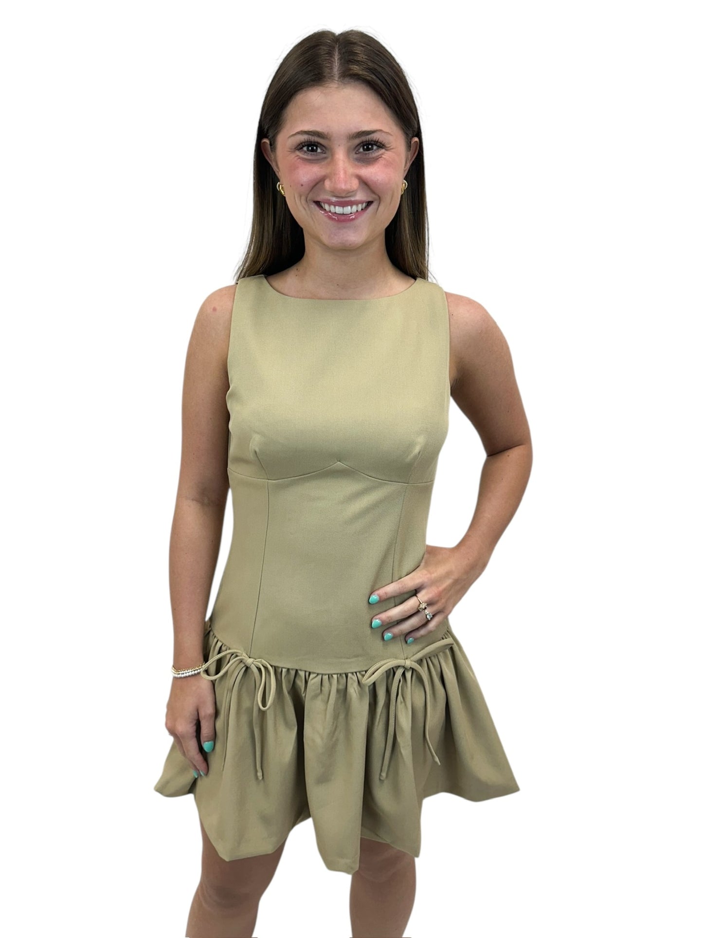 Beige Bow Dress
