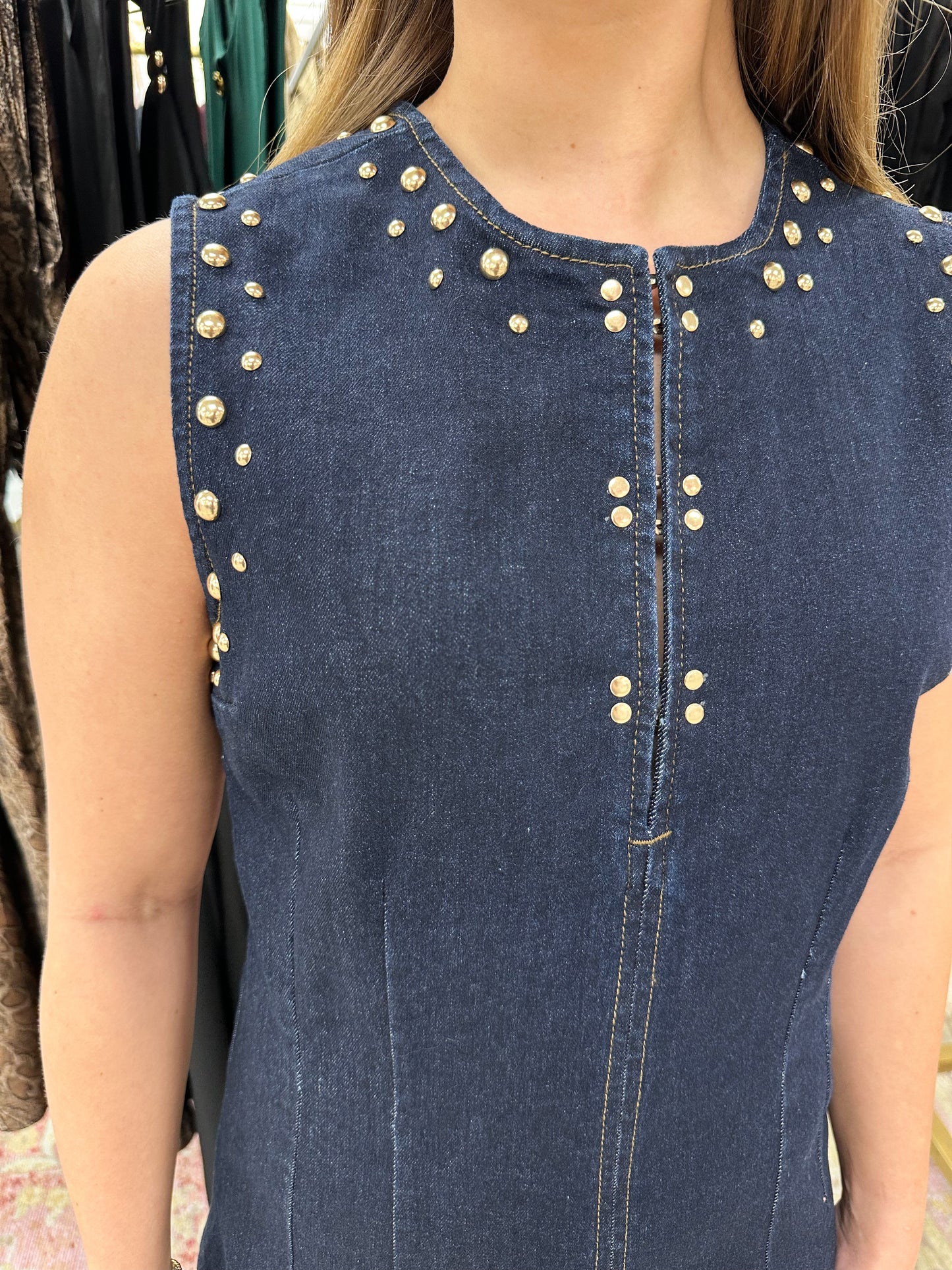 Halley Metal Studded Denim Dress