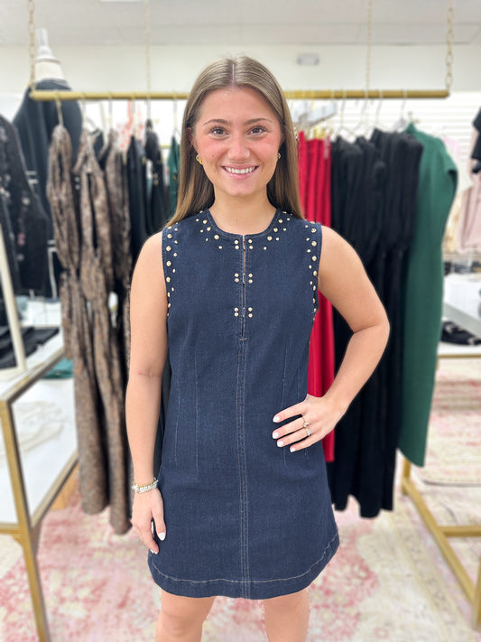 Halley Metal Studded Denim Dress