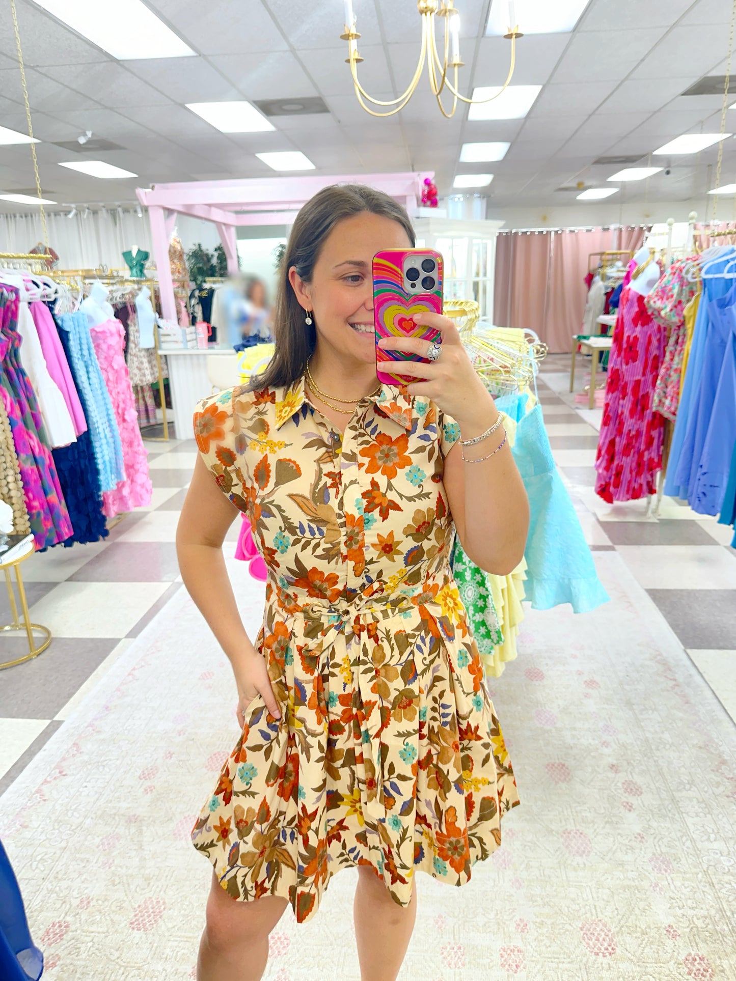 Fall Garden Mini Dress (Tan)