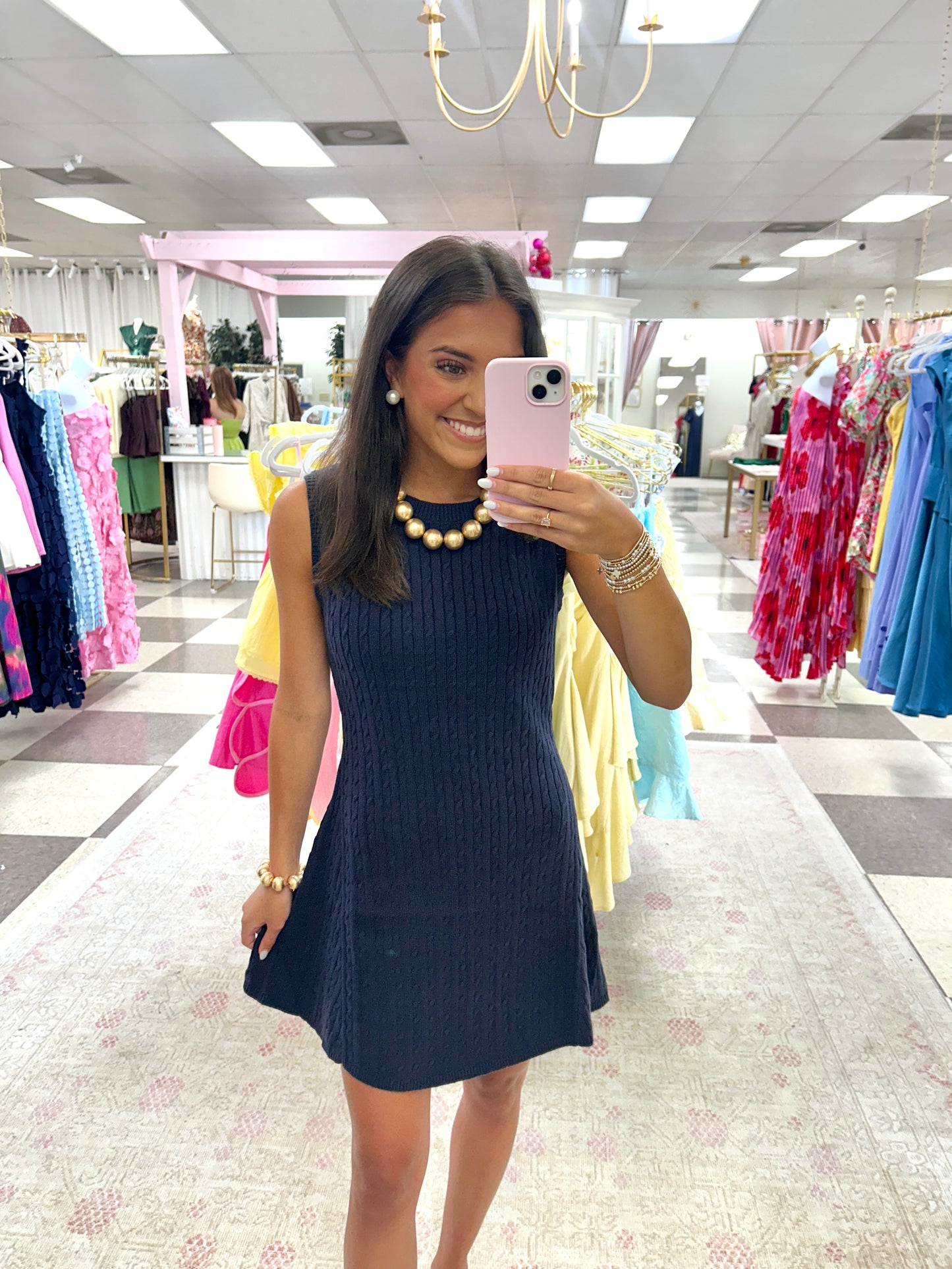 Sleeveless Sweater Dress (Navy)