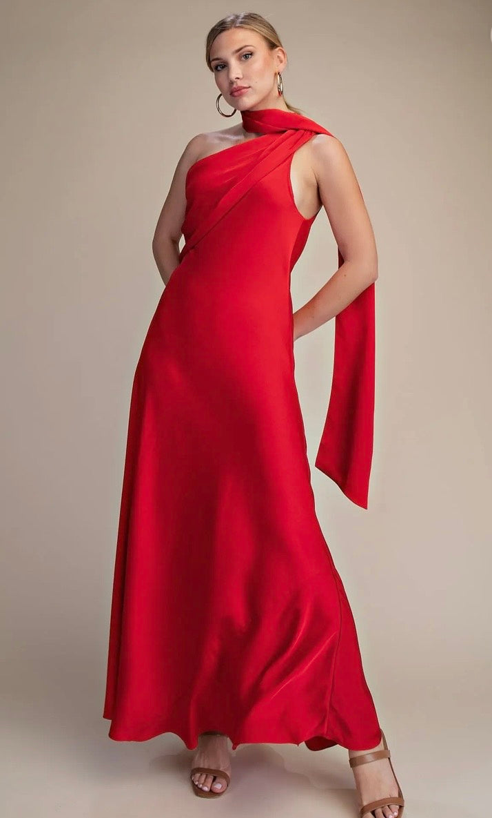 Lala Silk Maxi Dress " RED"