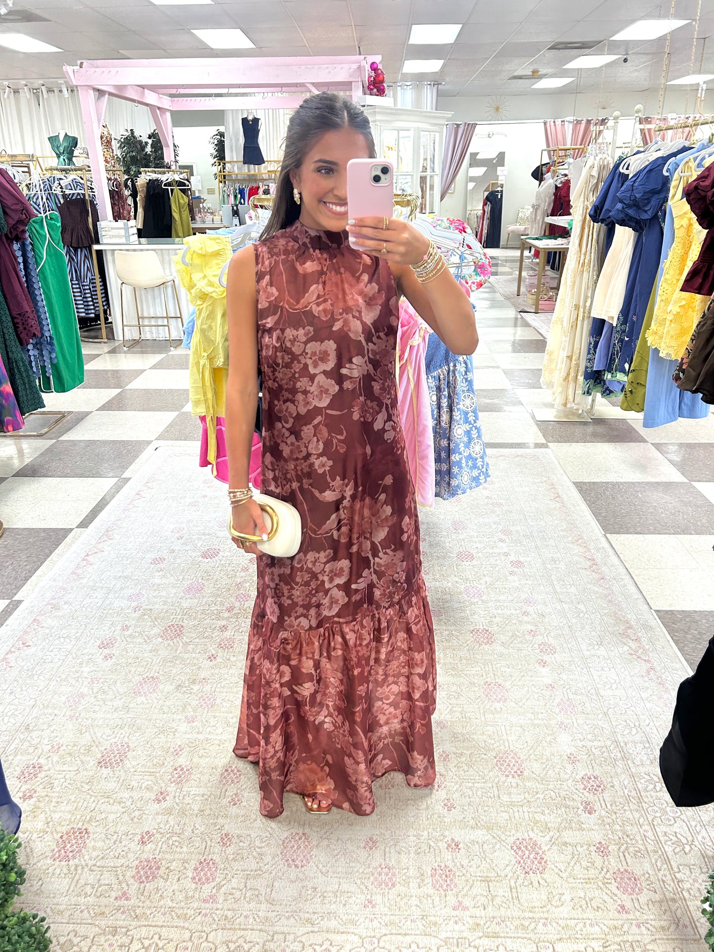 Elle Organza Formal Dress (Rust)
