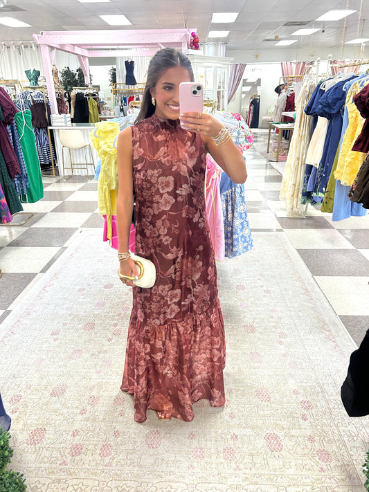 Elle Organza Formal Dress (Rust)