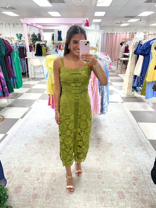 Olive and Lace Midi Dress