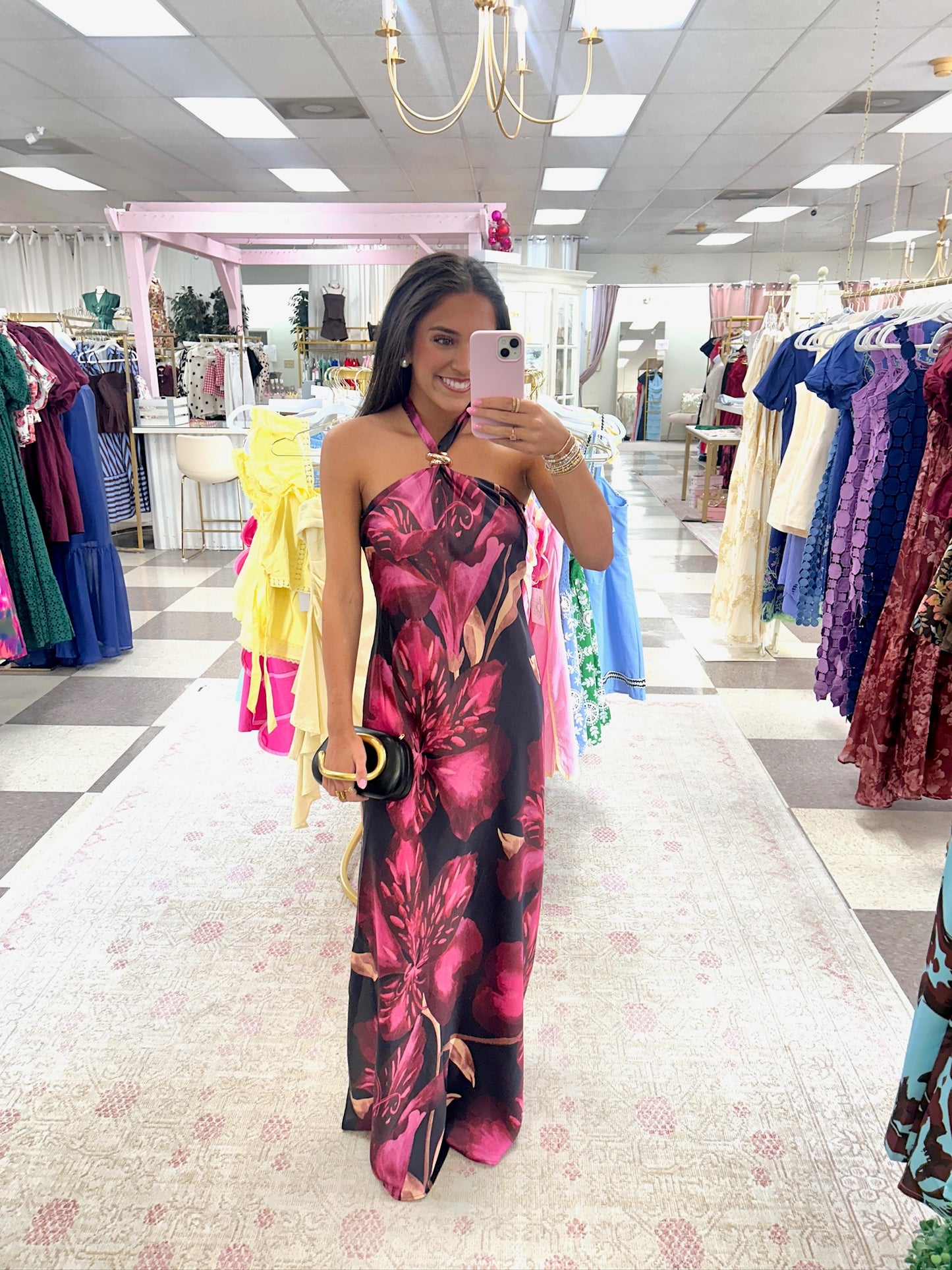 Dahlia Satin Floral Maxi Dress