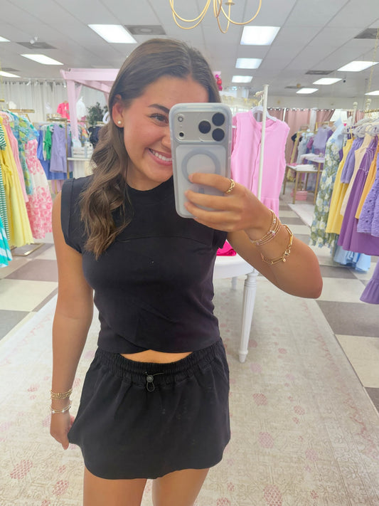 Skyline Athleisure Set Top/Skort (Black)