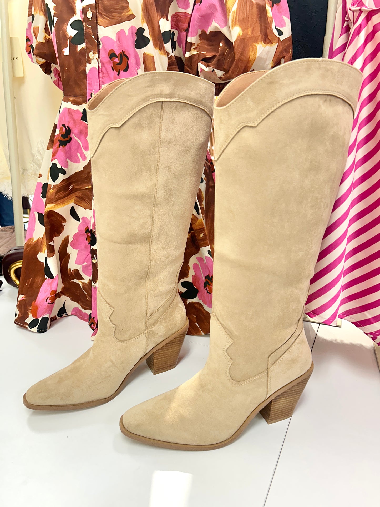 Mia Beige Suede Boots
