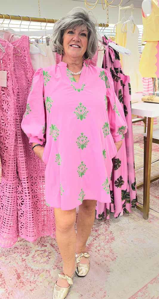 Agave Dress  Pink/Green