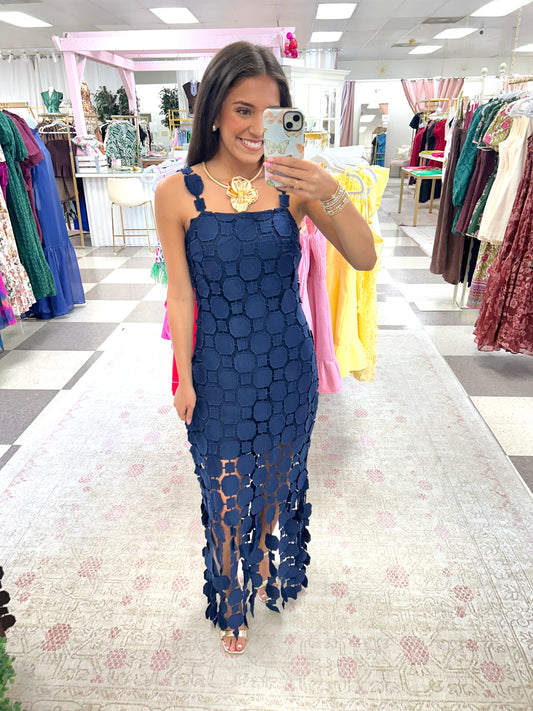 Geo Midi Dress (Navy)