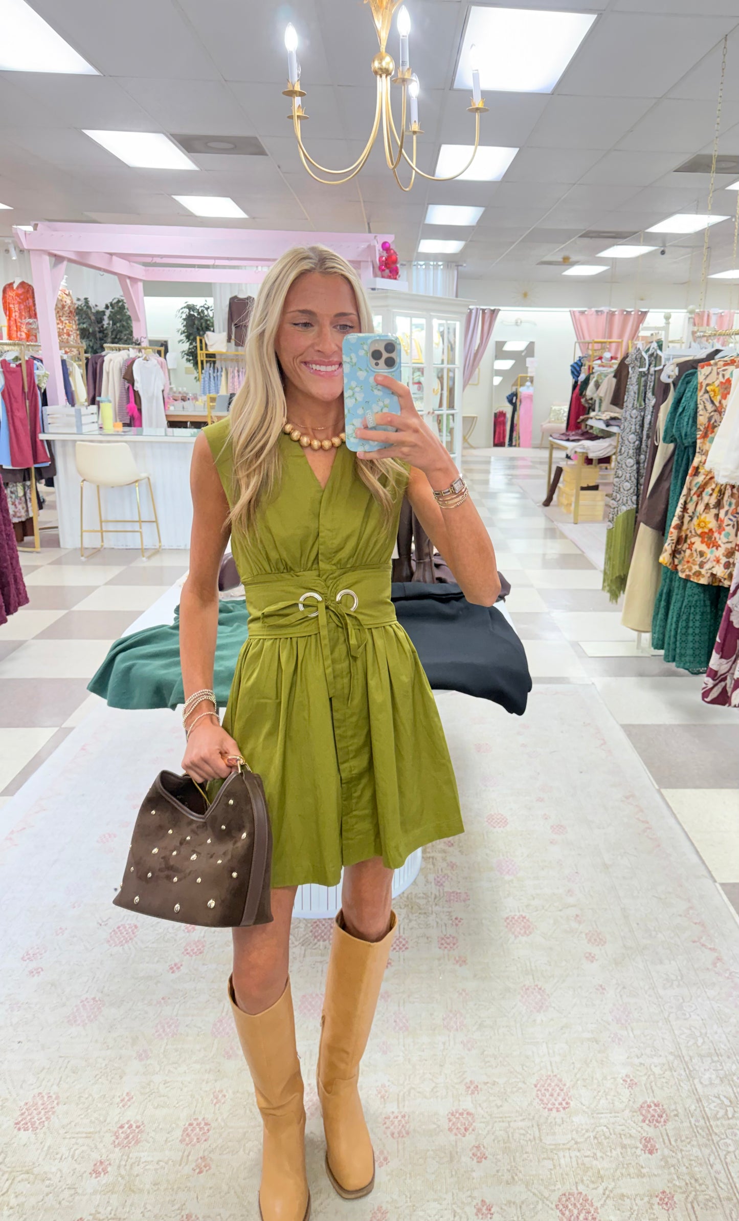 Olive You More Belted Mini Dress