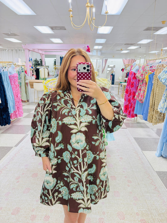 Charleston Mini Dress (Chocolate)
