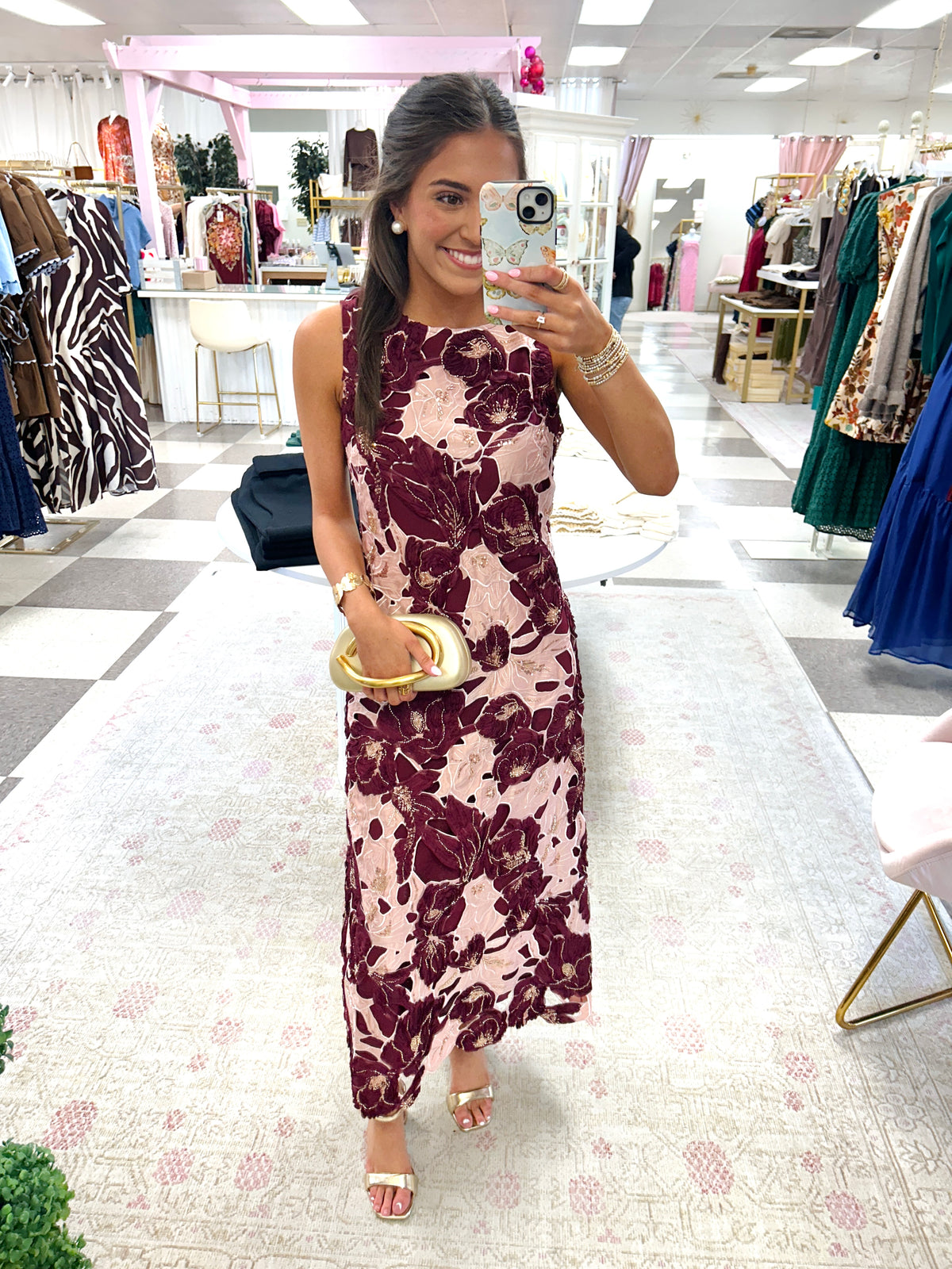 Marielle Floral Beaded Midi Dress