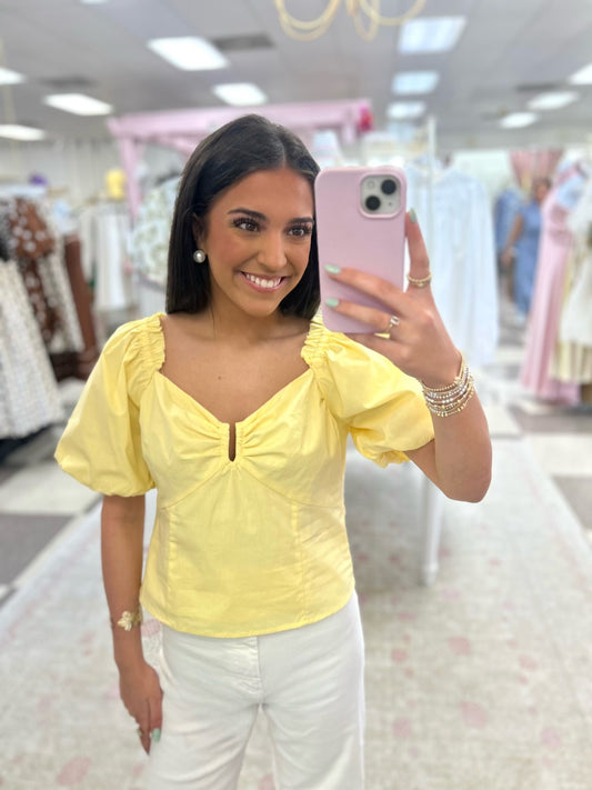 Charlotte Yellow Puff Sleeve Top