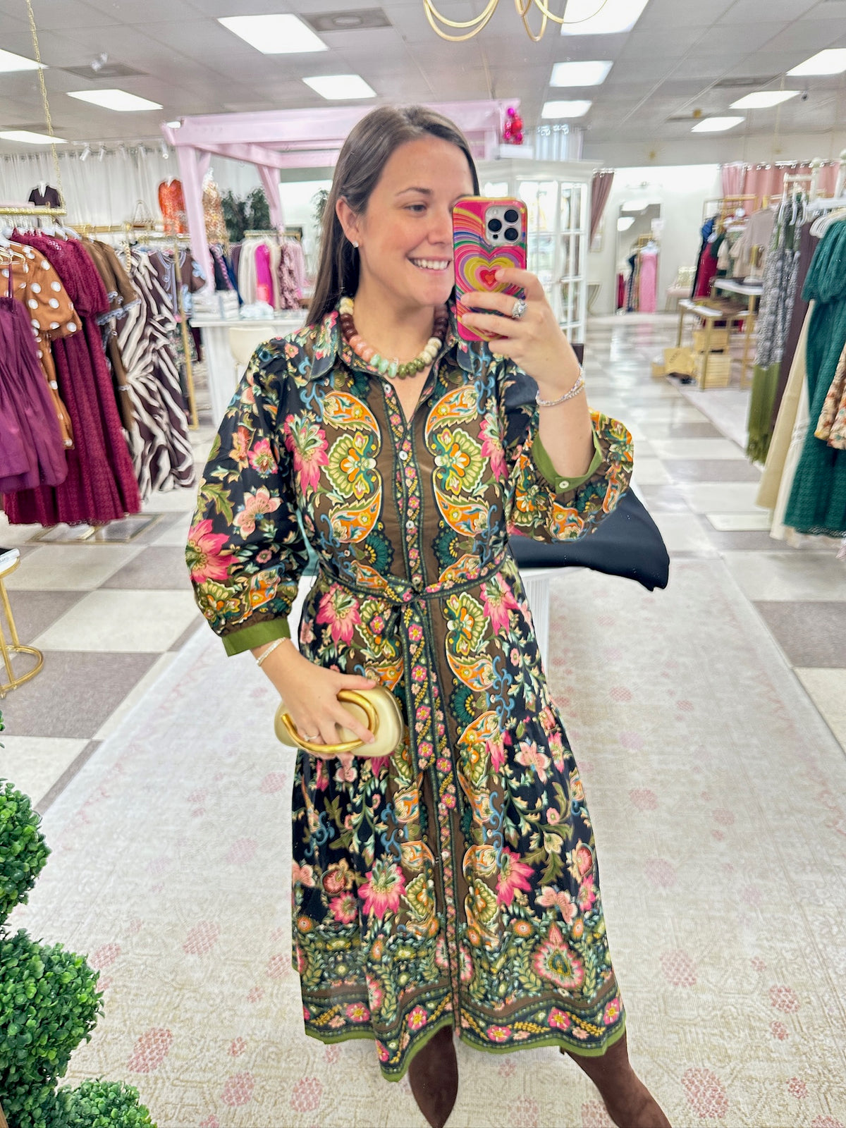 Falling for Florals Midi Dress (Black)