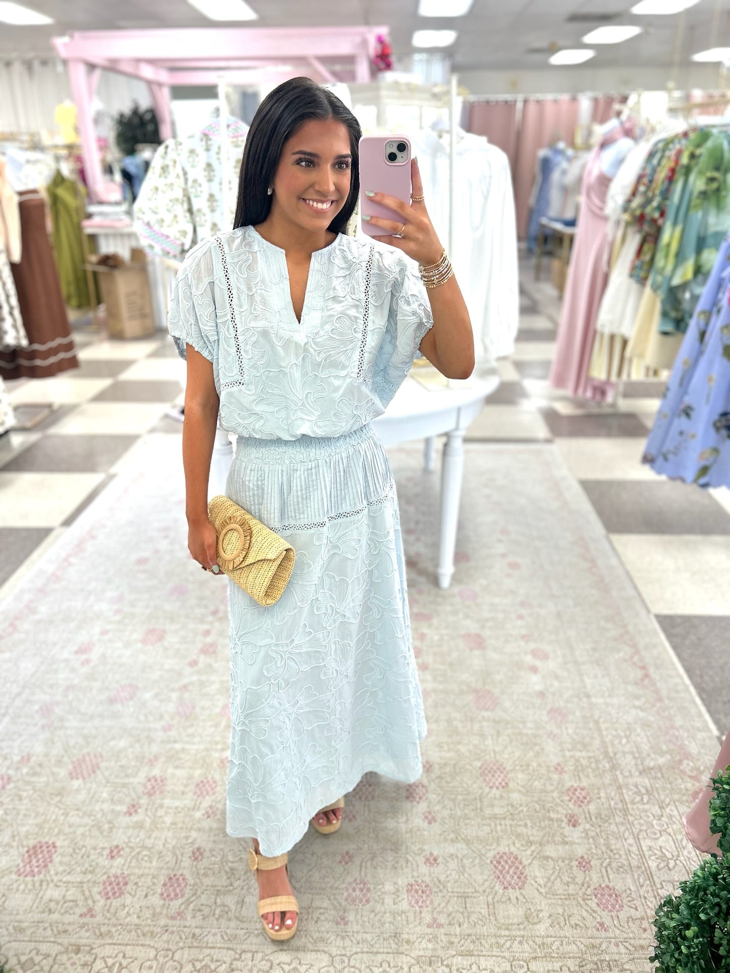 Ann- Elise 2 Piece Maxi Skirt Set (Lt Blue)