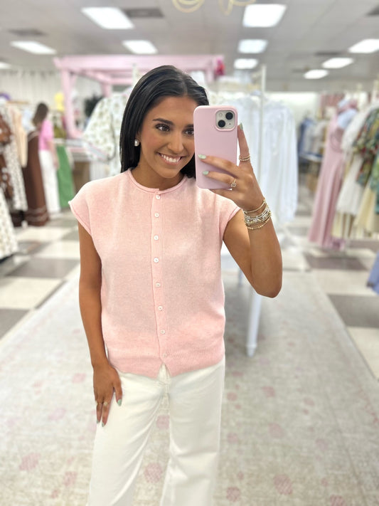 Blushing Over You Sleeveless Sweater (Pink)