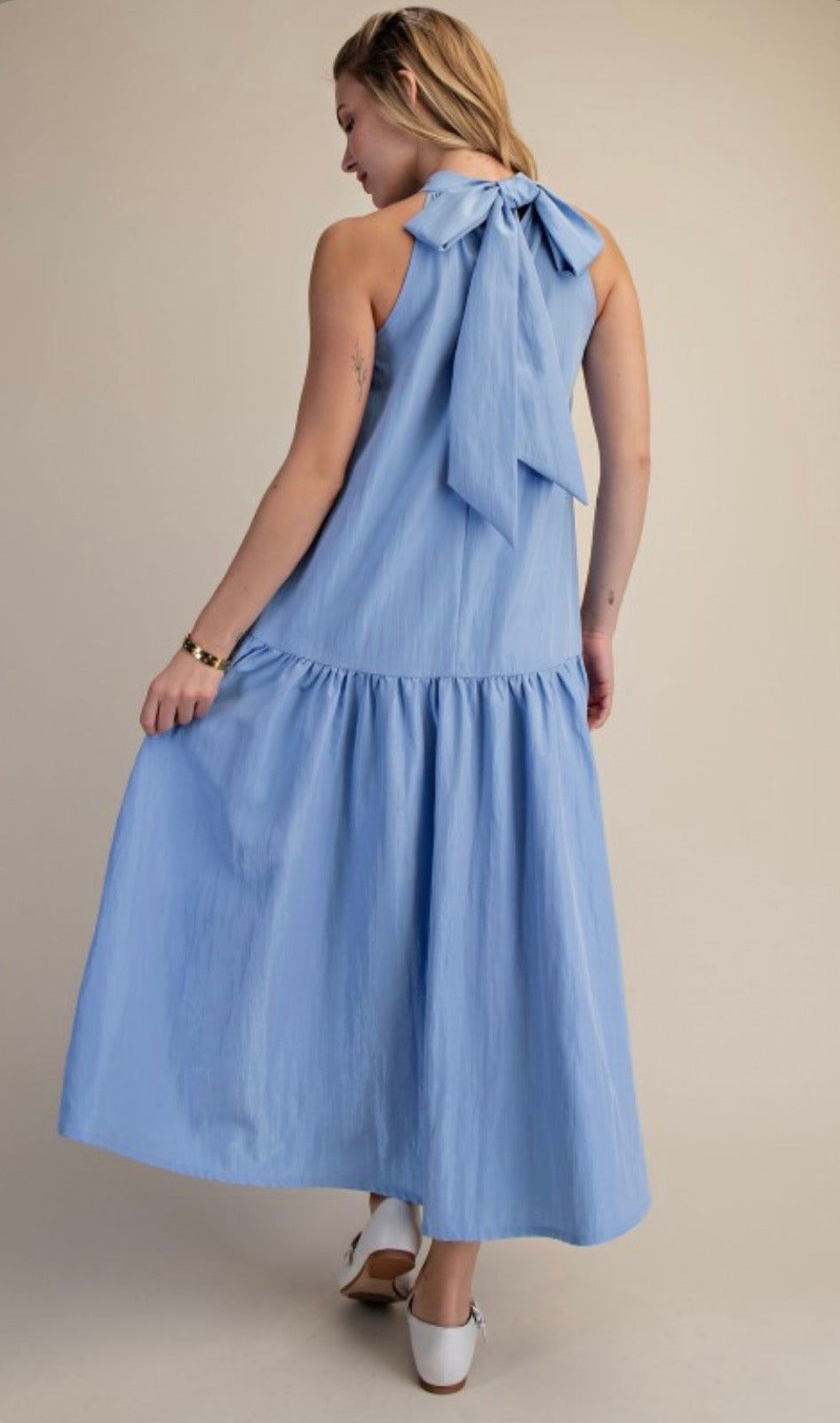 Baby Blue Halter Neck Maxi Dress