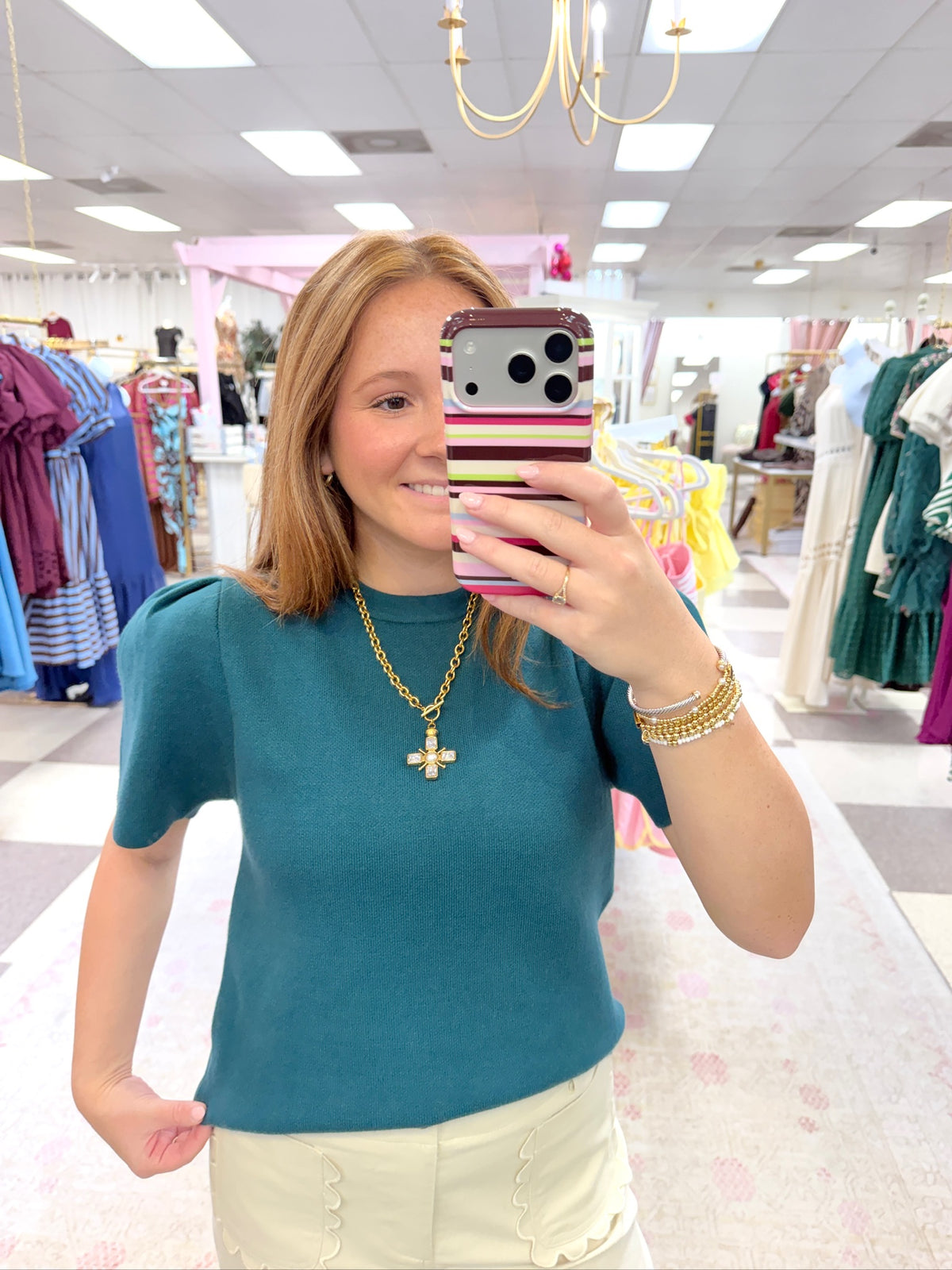 The Harper Puff Sleeve Sweater (Teal)