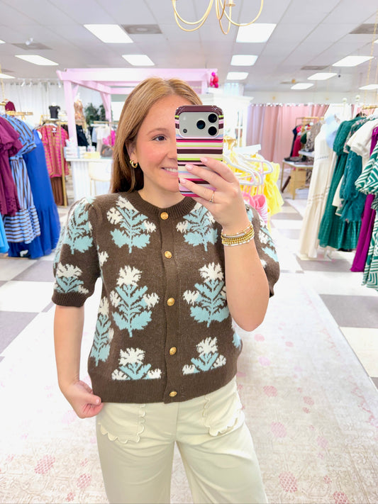 Sutton Puff Sleeve Sweater (Brown)