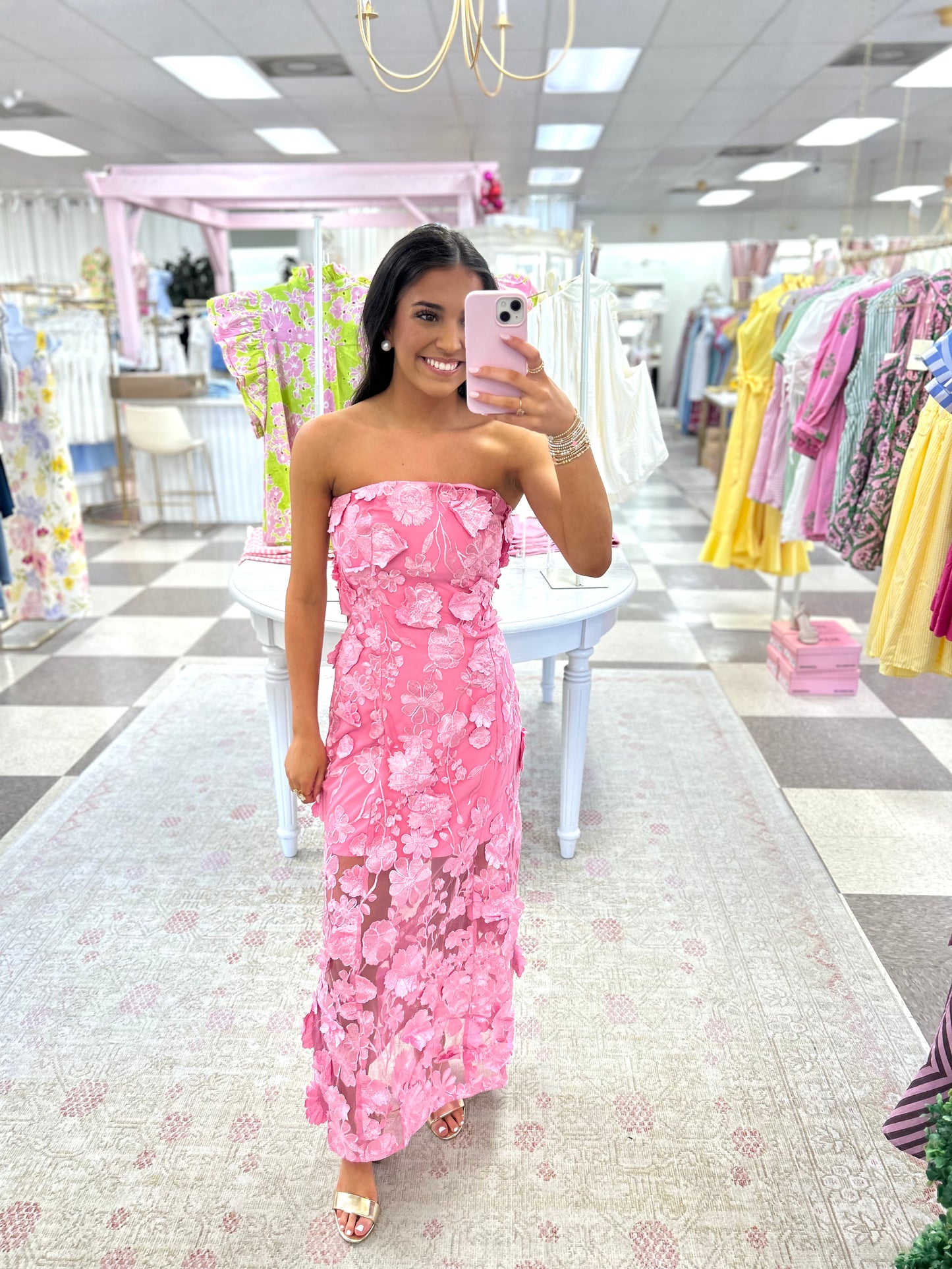 Sailor Strapless Floral Maxi Dress (Peony Pink)