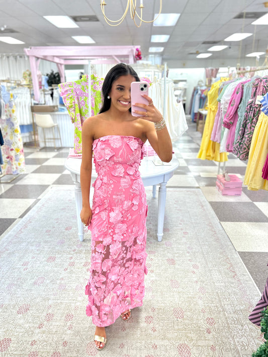 Sailor Strapless Floral Maxi Dress (Peony Pink)