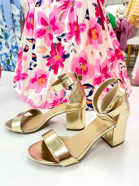 Gold Open Toe Heel
