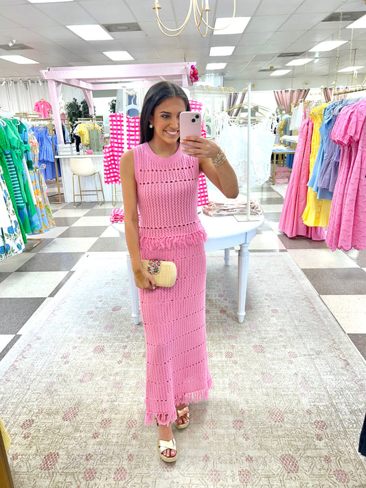 Pink Palm Crochet Set