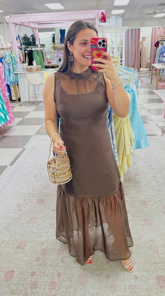 Elle Organza Formal Dress (Brown)