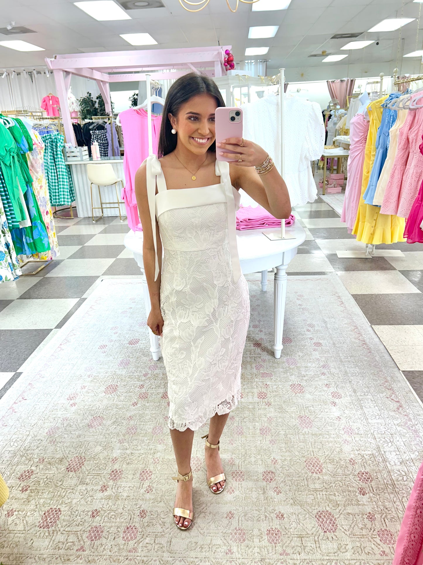 Estate White Lace Midi Dress