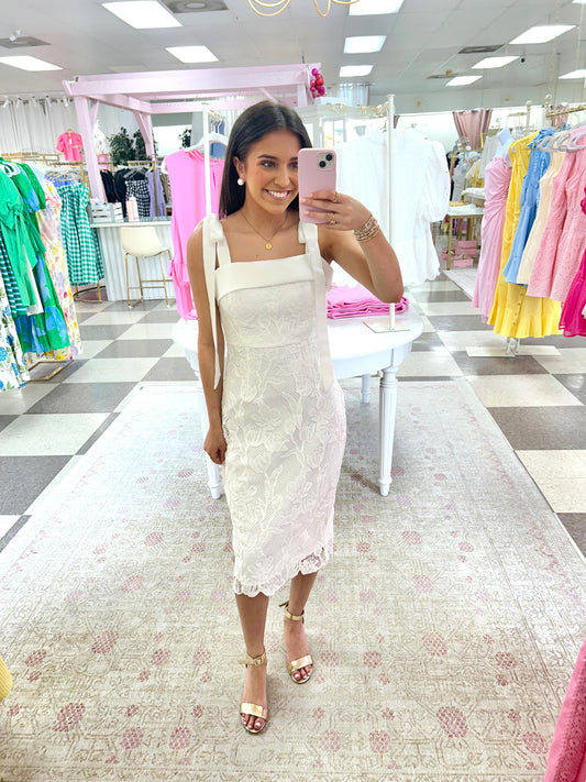 Estate White Lace Midi Dress